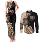 50 Years Of NAIDOC Couples Matching Tank Maxi Dress and Long Sleeve Button Shirt Strong and Proud Aboriginal Dot Painting No2