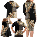 50 Years Of NAIDOC Family Matching Long Sleeve Bodycon Dress and Hawaiian Shirt Strong and Proud Aboriginal Dot Painting No2