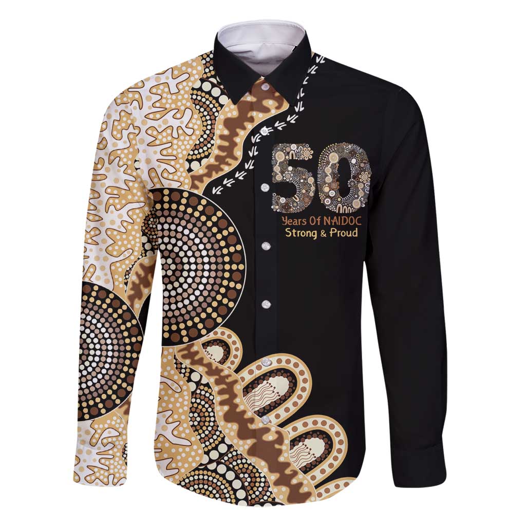 50 Years Of NAIDOC Family Matching Long Sleeve Bodycon Dress and Hawaiian Shirt Strong and Proud Aboriginal Dot Painting No2
