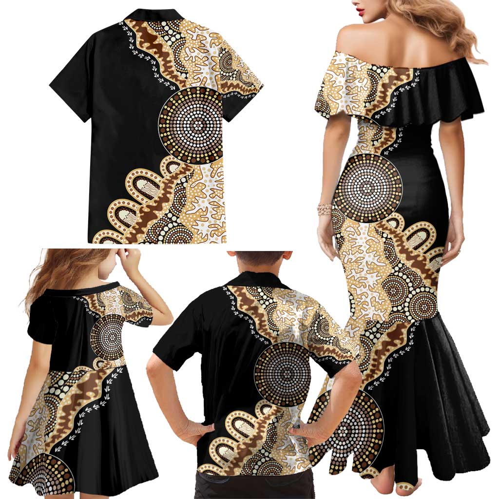 50 Years Of NAIDOC Family Matching Mermaid Dress and Hawaiian Shirt Strong and Proud Aboriginal Dot Painting No2