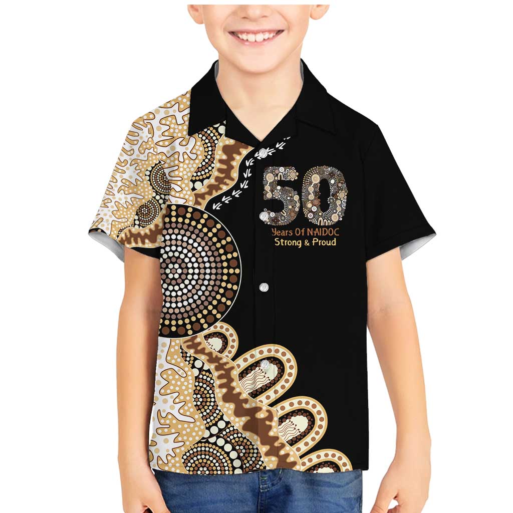 50 Years Of NAIDOC Family Matching Mermaid Dress and Hawaiian Shirt Strong and Proud Aboriginal Dot Painting No2