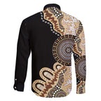 50 Years Of NAIDOC Family Matching Off The Shoulder Long Sleeve Dress and Hawaiian Shirt Strong and Proud Aboriginal Dot Painting No2