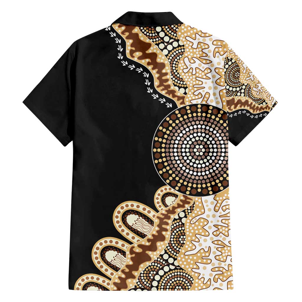 50 Years Of NAIDOC Family Matching Off Shoulder Short Dress and Hawaiian Shirt Strong and Proud Aboriginal Dot Painting No2