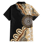 50 Years Of NAIDOC Family Matching Off Shoulder Short Dress and Hawaiian Shirt Strong and Proud Aboriginal Dot Painting No2