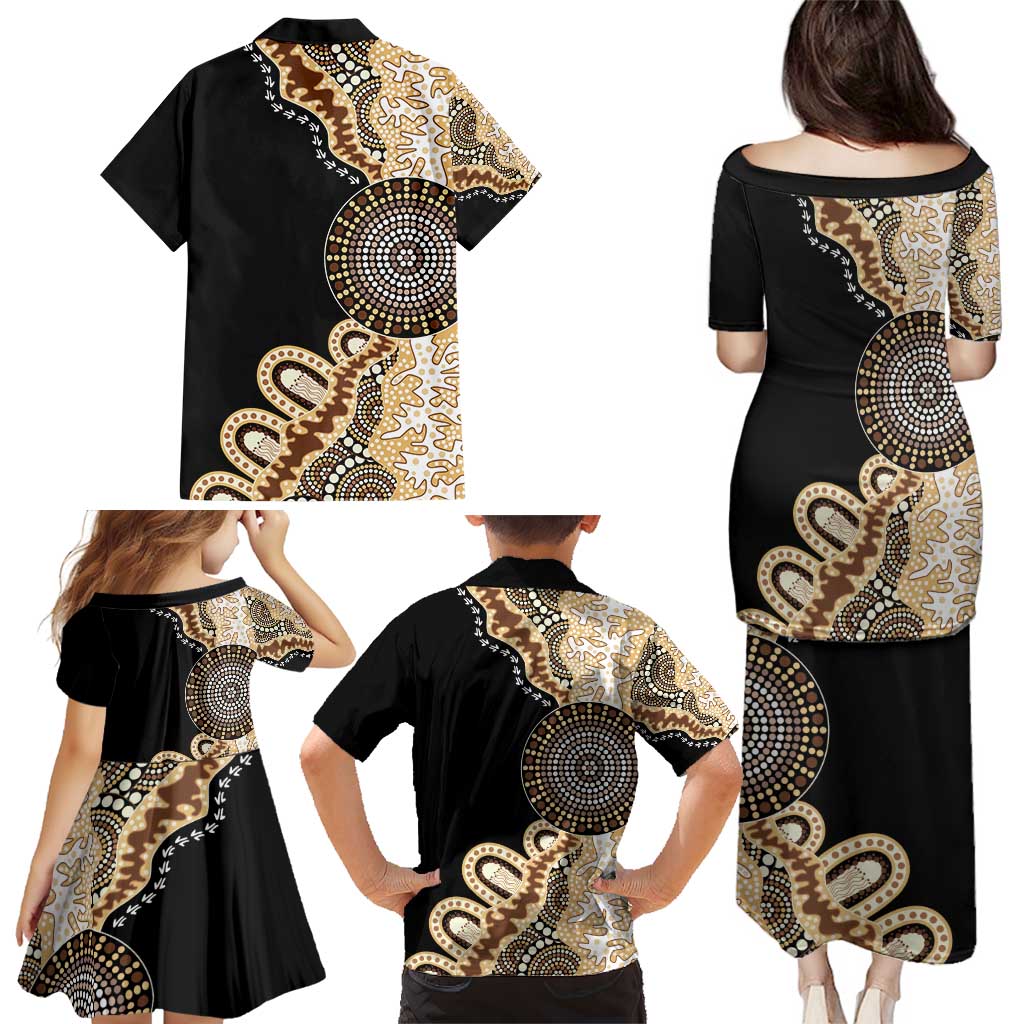 50 Years Of NAIDOC Family Matching Puletasi and Hawaiian Shirt Strong and Proud Aboriginal Dot Painting No2