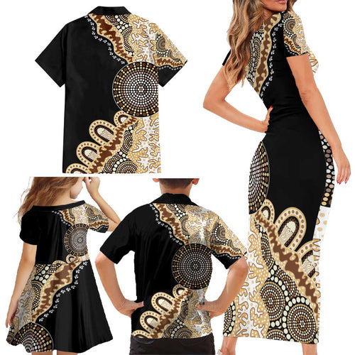 50 Years Of NAIDOC Family Matching Short Sleeve Bodycon Dress and Hawaiian Shirt Strong and Proud Aboriginal Dot Painting No2