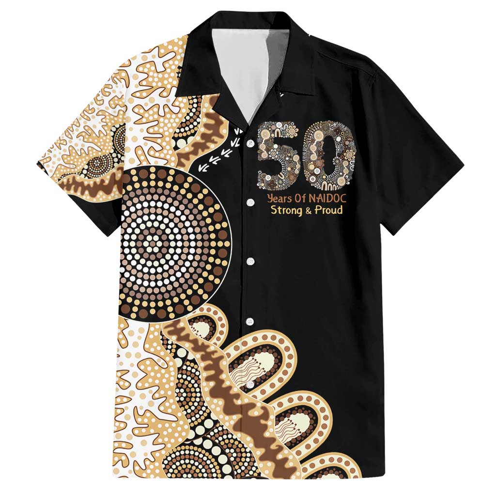 50 Years Of NAIDOC Family Matching Short Sleeve Bodycon Dress and Hawaiian Shirt Strong and Proud Aboriginal Dot Painting No2