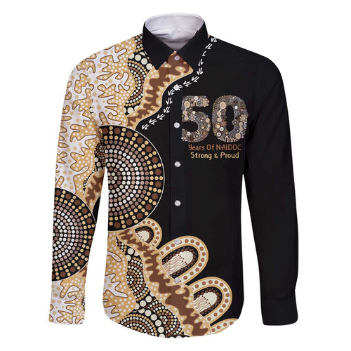 50 Years Of NAIDOC Family Matching Short Sleeve Bodycon Dress and Hawaiian Shirt Strong and Proud Aboriginal Dot Painting No2