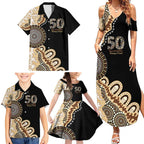 50 Years Of NAIDOC Family Matching Summer Maxi Dress and Hawaiian Shirt Strong and Proud Aboriginal Dot Painting No2
