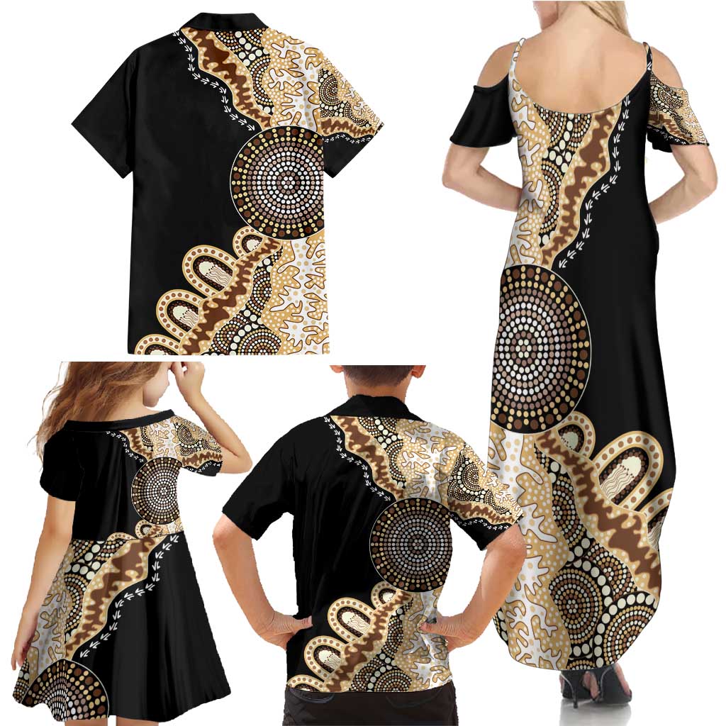 50 Years Of NAIDOC Family Matching Summer Maxi Dress and Hawaiian Shirt Strong and Proud Aboriginal Dot Painting No2