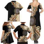 50 Years Of NAIDOC Family Matching Summer Maxi Dress and Hawaiian Shirt Strong and Proud Aboriginal Dot Painting No2