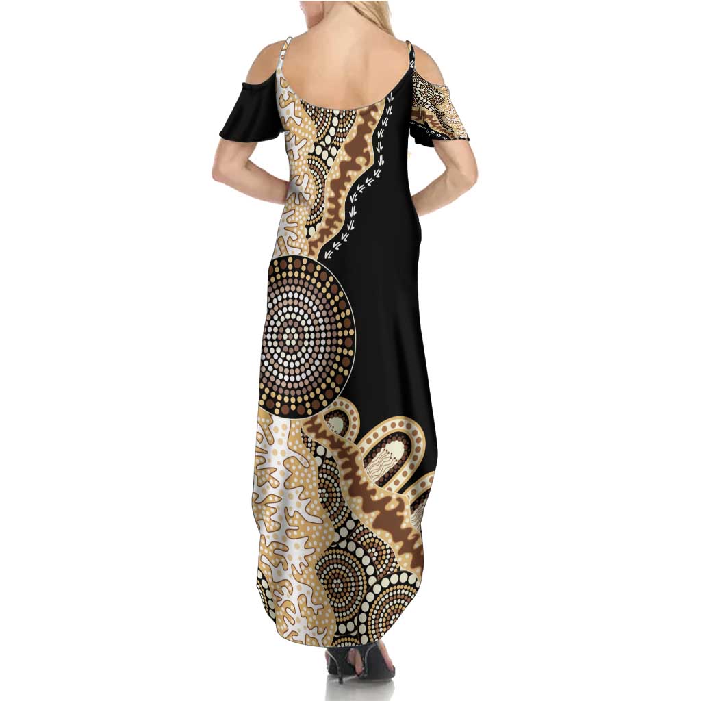 50 Years Of NAIDOC Family Matching Summer Maxi Dress and Hawaiian Shirt Strong and Proud Aboriginal Dot Painting No2