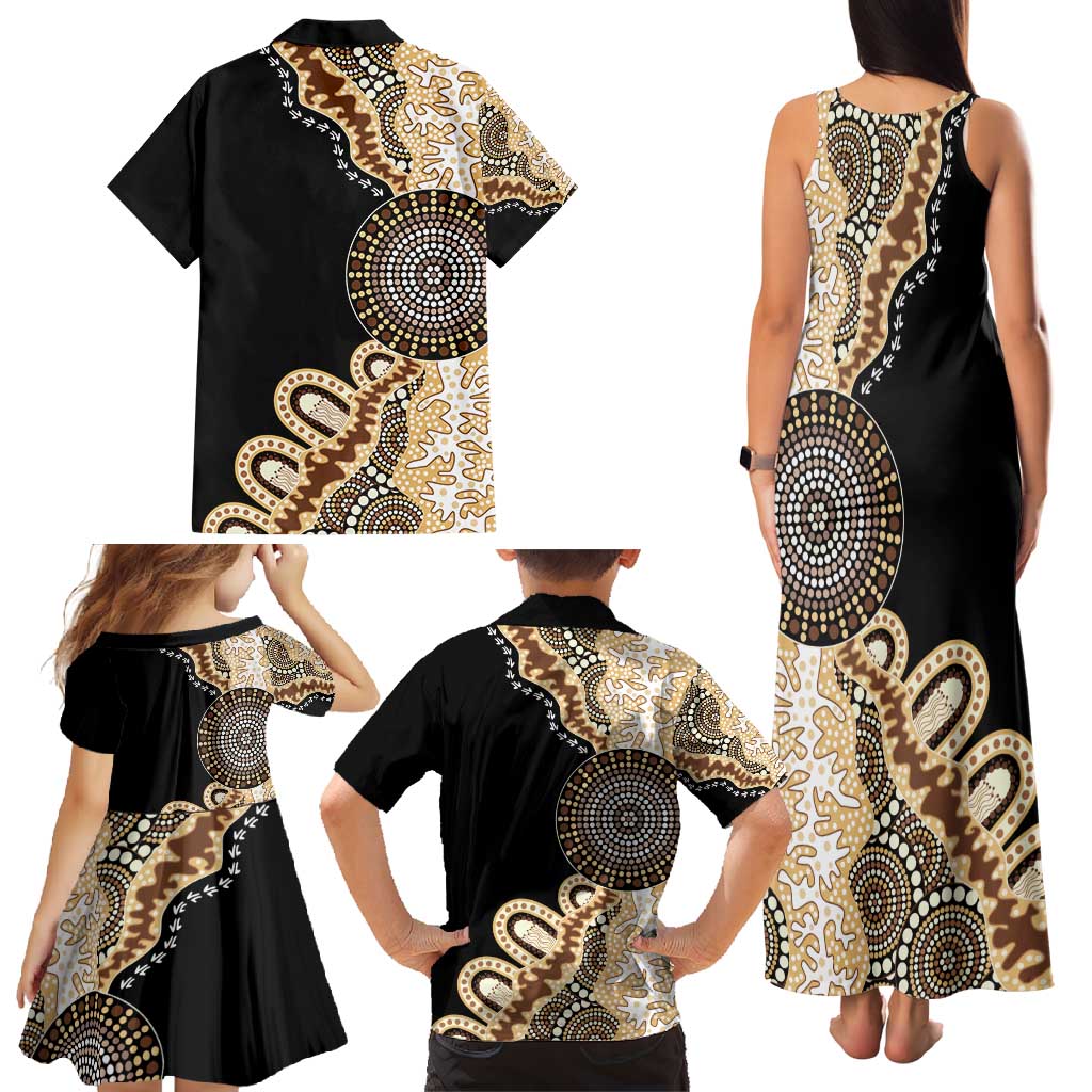 50 Years Of NAIDOC Family Matching Tank Maxi Dress and Hawaiian Shirt Strong and Proud Aboriginal Dot Painting No2