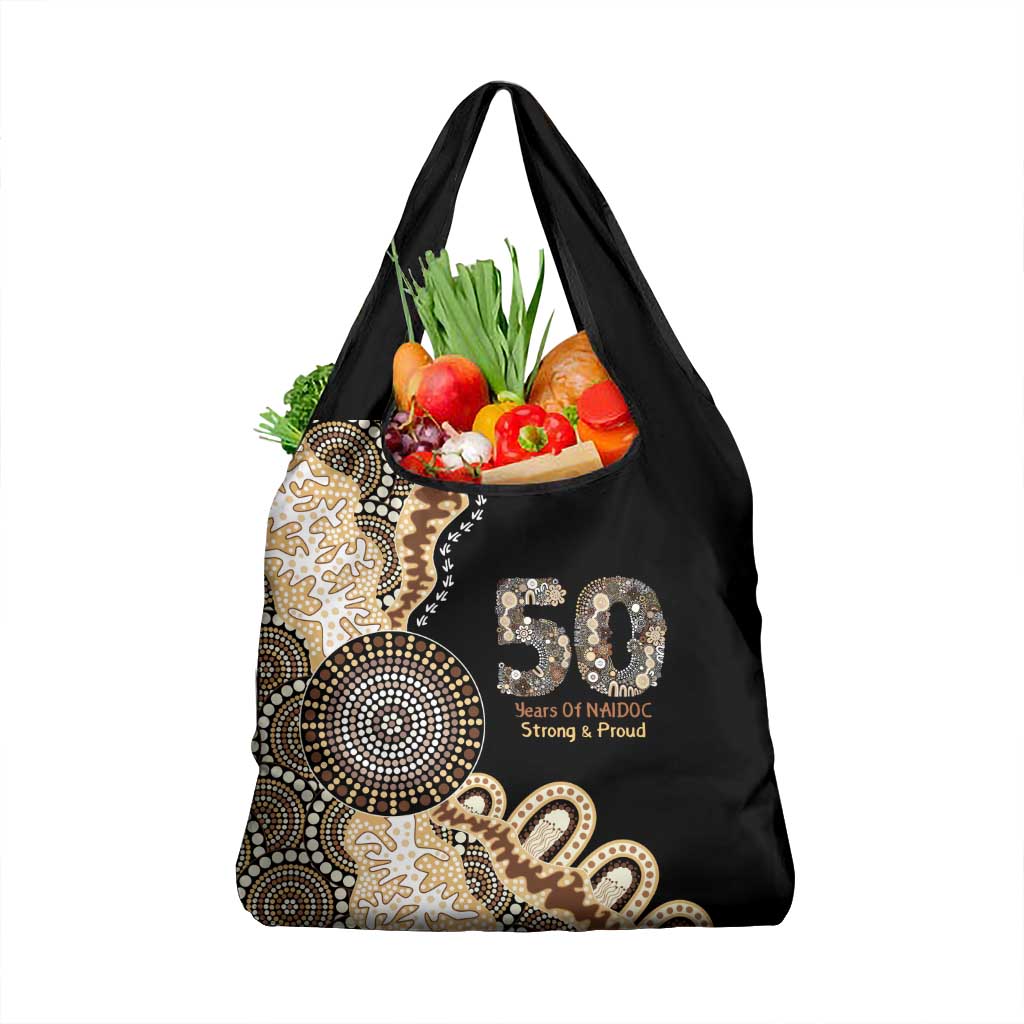 50 Years Of NAIDOC Grocery Bag Strong and Proud Aboriginal Dot Painting No2