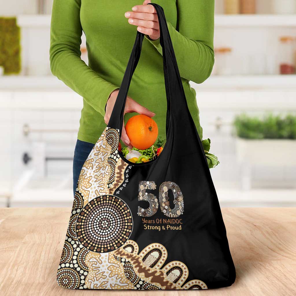 50 Years Of NAIDOC Grocery Bag Strong and Proud Aboriginal Dot Painting No2