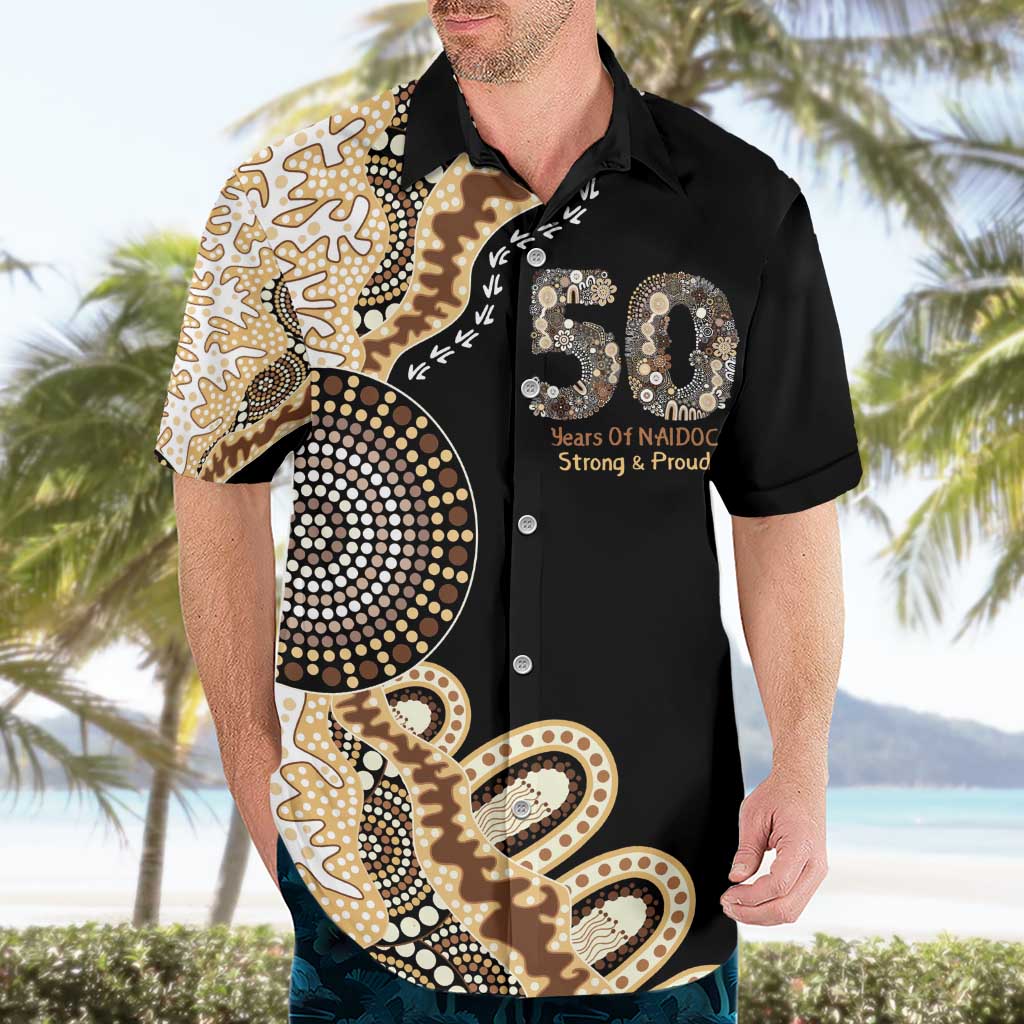 50 Years Of NAIDOC Hawaiian Shirt Strong and Proud Aboriginal Dot Painting No2