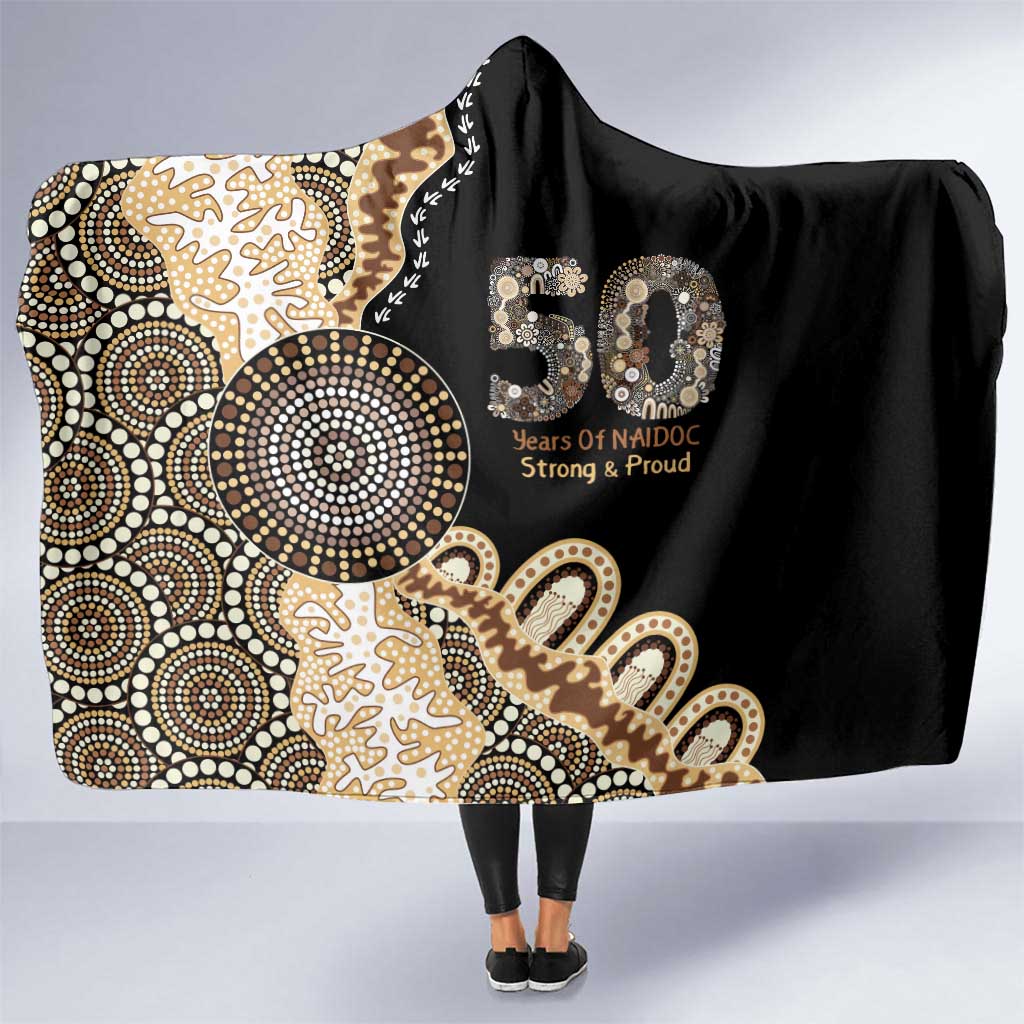 50 Years Of NAIDOC Hooded Blanket Strong and Proud Aboriginal Dot Painting No2