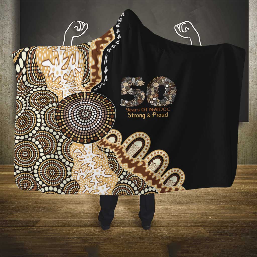 50 Years Of NAIDOC Hooded Blanket Strong and Proud Aboriginal Dot Painting No2