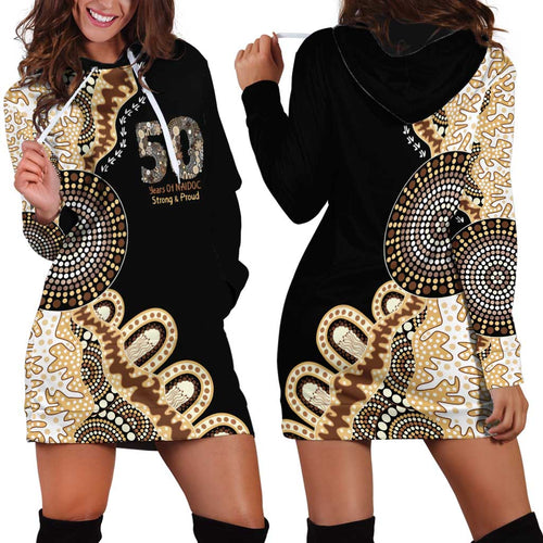 50 Years Of NAIDOC Hoodie Dress Strong and Proud Aboriginal Dot Painting No2