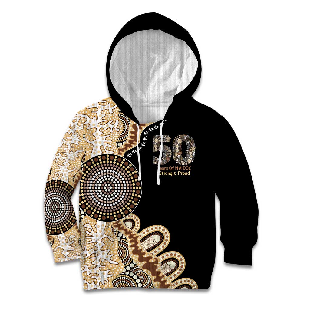 50 Years Of NAIDOC Kid Hoodie Strong and Proud Aboriginal Dot Painting No2