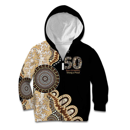 50 Years Of NAIDOC Kid Hoodie Strong and Proud Aboriginal Dot Painting No2