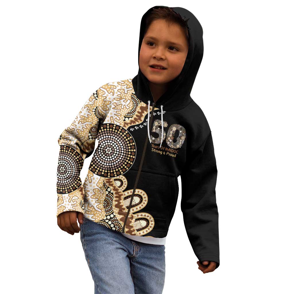 50 Years Of NAIDOC Kid Hoodie Strong and Proud Aboriginal Dot Painting No2