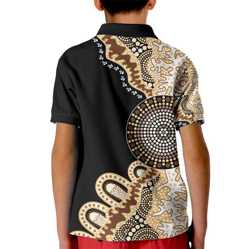 50 Years Of NAIDOC Kid Polo Shirt Strong and Proud Aboriginal Dot Painting No2