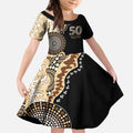 50 Years Of NAIDOC Kid Short Sleeve Dress Strong and Proud Aboriginal Dot Painting No2