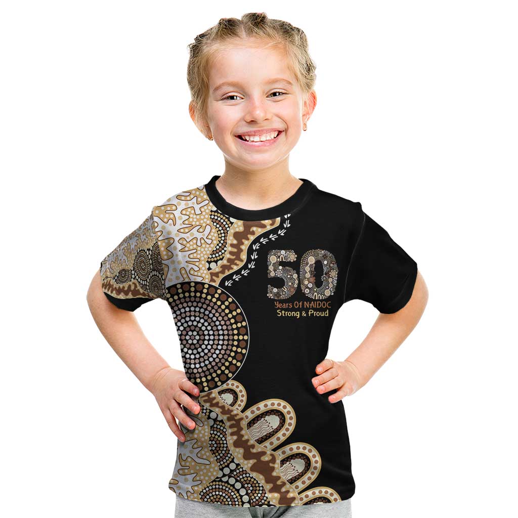 50 Years Of NAIDOC Kid T Shirt Strong and Proud Aboriginal Dot Painting No2
