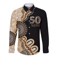 50 Years Of NAIDOC Long Sleeve Button Shirt Strong and Proud Aboriginal Dot Painting No2