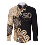 50 Years Of NAIDOC Long Sleeve Button Shirt Strong and Proud Aboriginal Dot Painting No2
