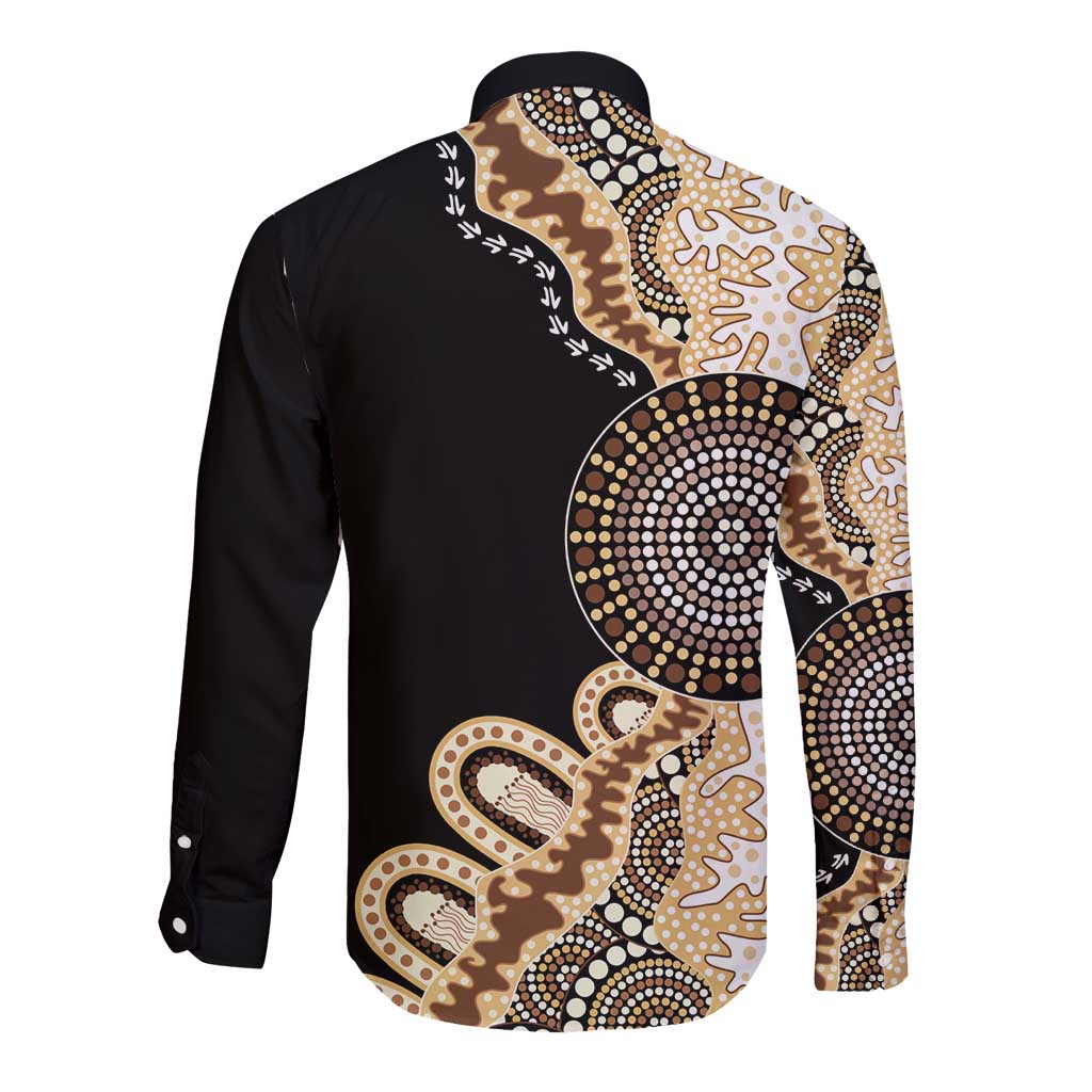 50 Years Of NAIDOC Long Sleeve Button Shirt Strong and Proud Aboriginal Dot Painting No2