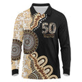 50 Years Of NAIDOC Long Sleeve Polo Shirt Strong and Proud Aboriginal Dot Painting No2