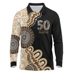 50 Years Of NAIDOC Long Sleeve Polo Shirt Strong and Proud Aboriginal Dot Painting No2