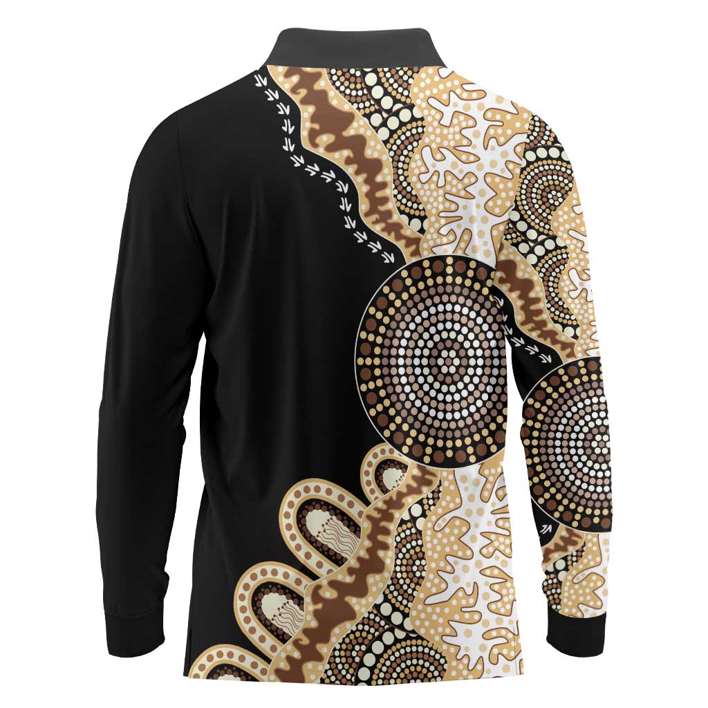50 Years Of NAIDOC Long Sleeve Polo Shirt Strong and Proud Aboriginal Dot Painting No2
