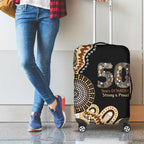 50 Years Of NAIDOC Luggage Cover Strong and Proud Aboriginal Dot Painting No2
