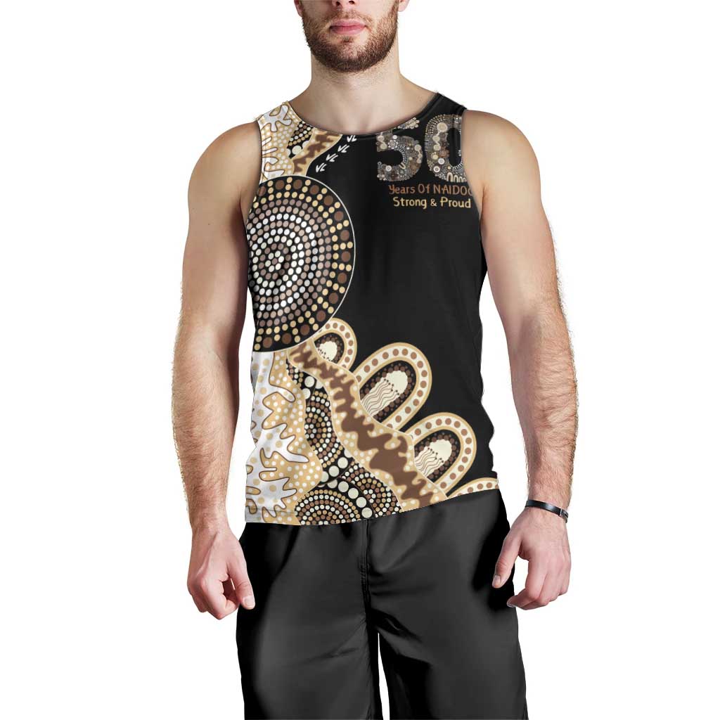 50 Years Of NAIDOC Men Tank Top Strong and Proud Aboriginal Dot Painting No2