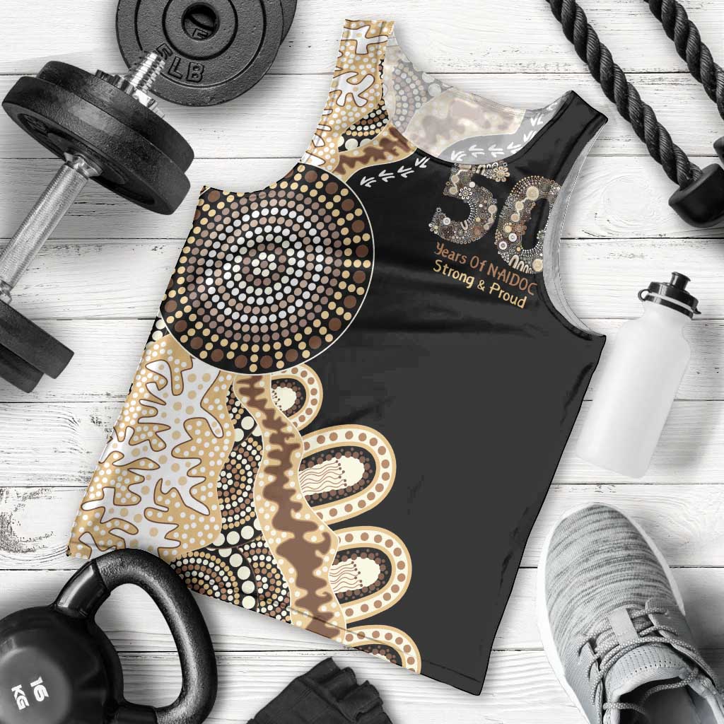 50 Years Of NAIDOC Men Tank Top Strong and Proud Aboriginal Dot Painting No2