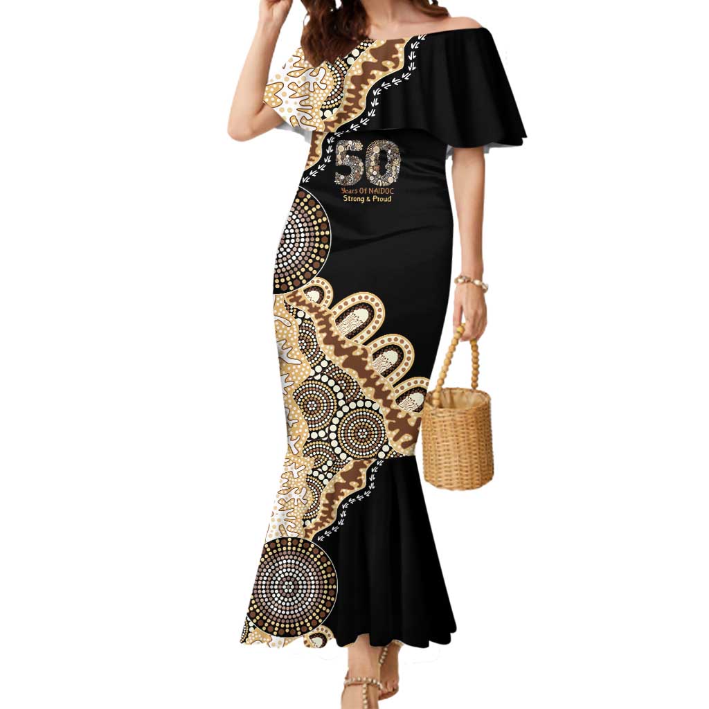 50 Years Of NAIDOC Mermaid Dress Strong and Proud Aboriginal Dot Painting No2