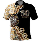 50 Years Of NAIDOC Polo Shirt Strong and Proud Aboriginal Dot Painting No2