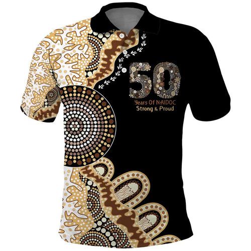 50 Years Of NAIDOC Polo Shirt Strong and Proud Aboriginal Dot Painting No2