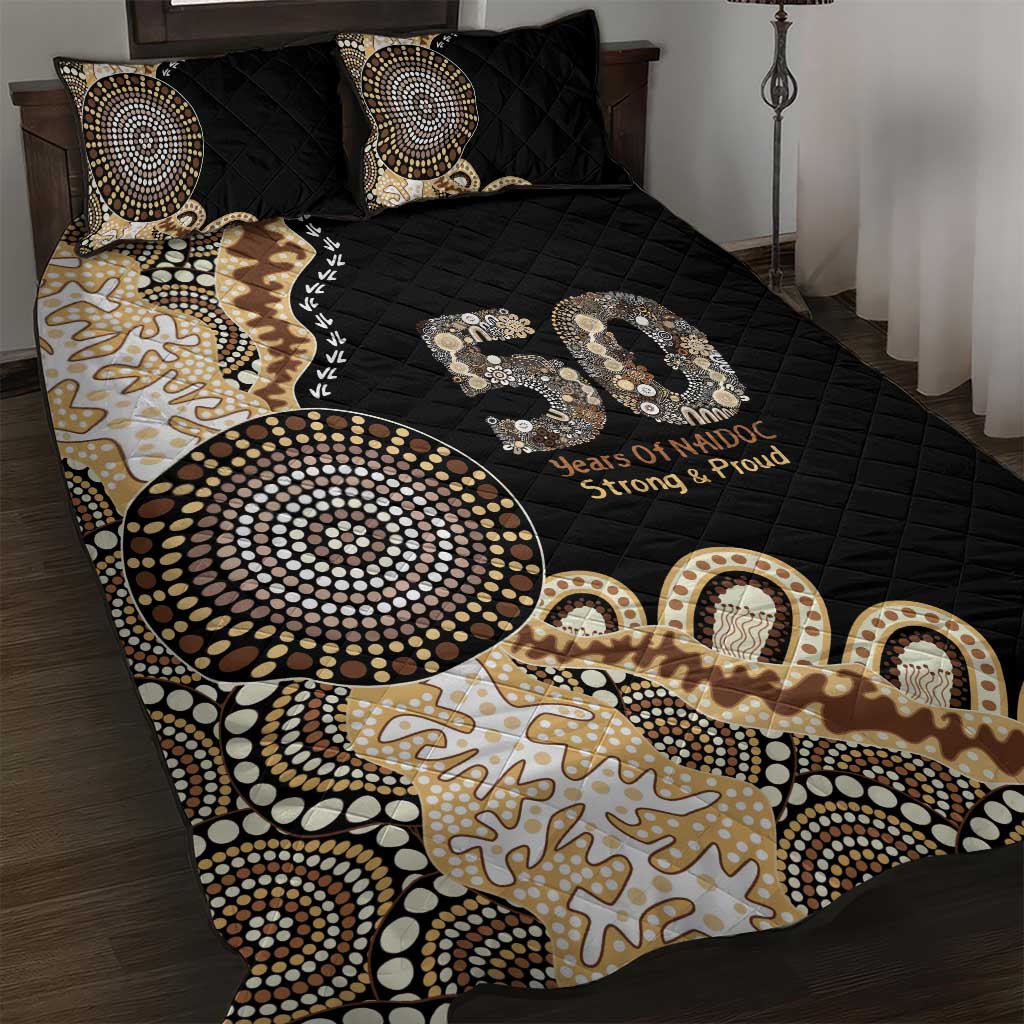 50 Years Of NAIDOC Quilt Bed Set Strong and Proud Aboriginal Dot Painting No2
