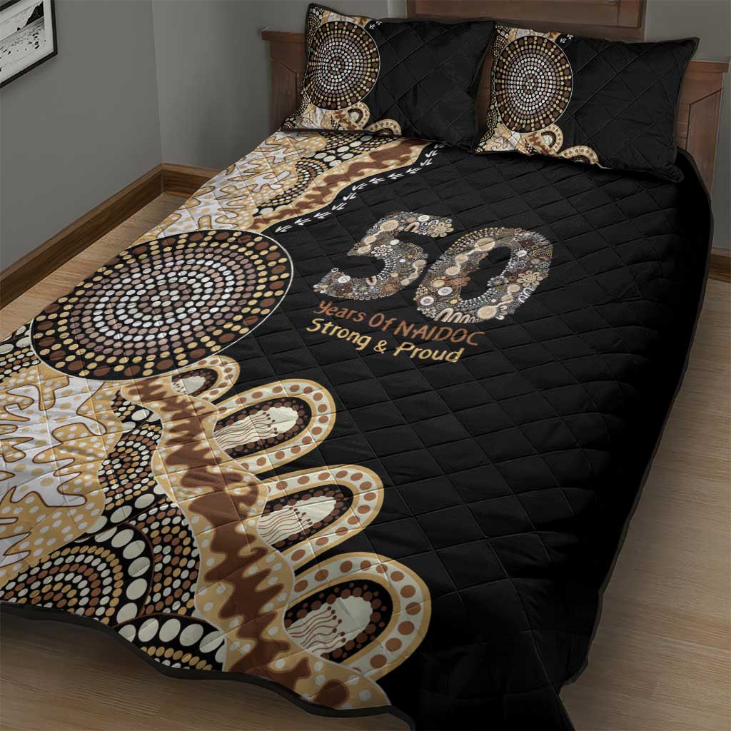 50 Years Of NAIDOC Quilt Bed Set Strong and Proud Aboriginal Dot Painting No2