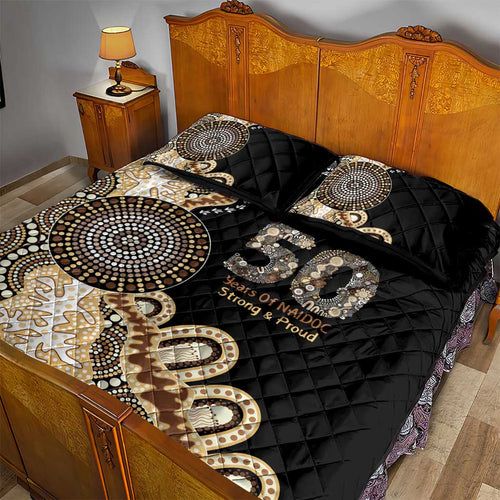 50 Years Of NAIDOC Quilt Bed Set Strong and Proud Aboriginal Dot Painting No2