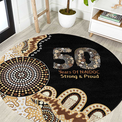50 Years Of NAIDOC Round Carpet Strong and Proud Aboriginal Dot Painting No2