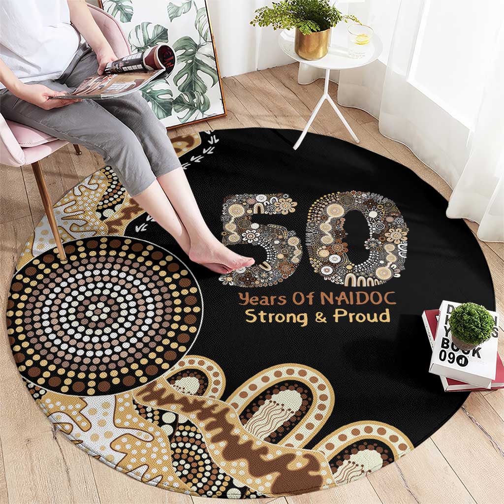 50 Years Of NAIDOC Round Carpet Strong and Proud Aboriginal Dot Painting No2