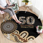 50 Years Of NAIDOC Round Carpet Strong and Proud Aboriginal Dot Painting No2