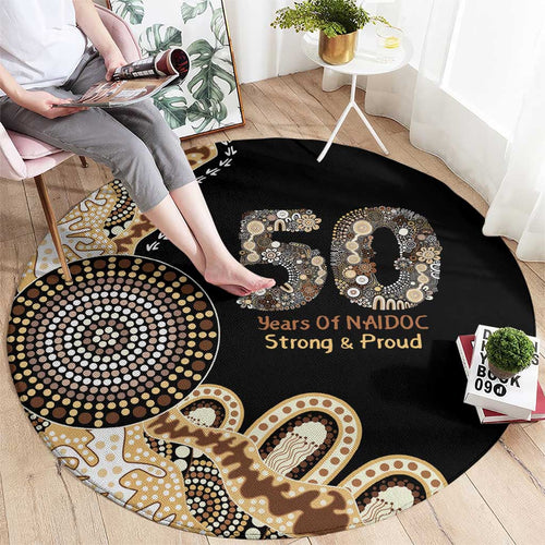 50 Years Of NAIDOC Round Carpet Strong and Proud Aboriginal Dot Painting No2
