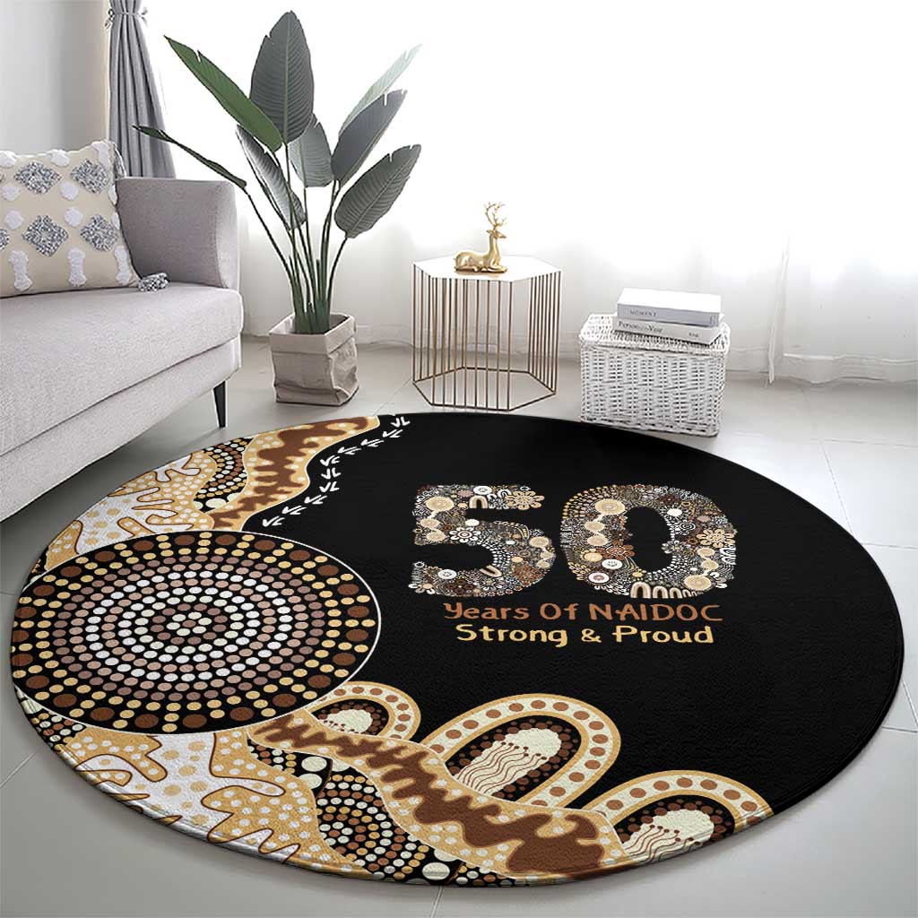 50 Years Of NAIDOC Round Carpet Strong and Proud Aboriginal Dot Painting No2