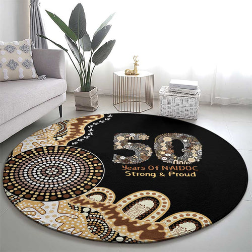 50 Years Of NAIDOC Round Carpet Strong and Proud Aboriginal Dot Painting No2